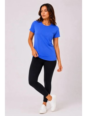 Yaman Market Basic Tişört Bisiklet Yaka Kısa Kol Günlük Yazlık Slim Fit T-Shirt - Mavi