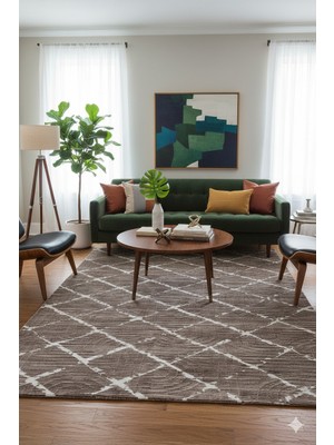Fuly Consept  Kaymaz Taban Kesme Rulo Yolluk Halı –  Yıkanabilir Modern Koridor Halısı FCJ3001 Kahve