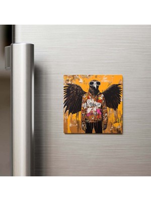İberk Vulture - Akbaba - Güneş Gözlüklü Style - Buzdolap Magneti - 9x9 cm