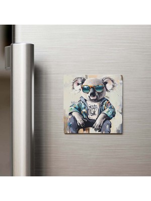 İberk Koala - Koala - Güneş Gözlüklü Style - Buzdolap Magneti - 9x9 cm