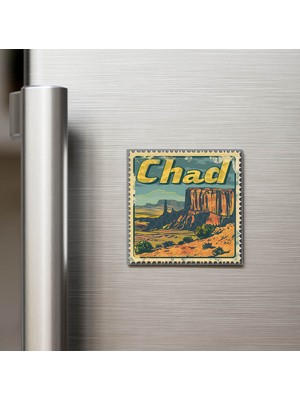 İberk Çad Chad - Posta Pulu Temalı Ülke - Baskılı Buzdolap Magneti Kare - 9x9 cm