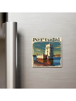 İberk Portekiz Portugal - Posta Pulu Temalı Ülke - Baskılı Buzdolap Magneti Kare - 9x9 cm