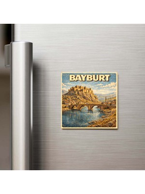 İberk Bayburt Şehri - Pop-Art Travel - 9x9 cm Buzdolap Magneti
