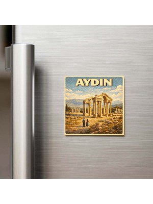 İberk Aydın Şehri - Pop-Art Travel - 9x9 cm Buzdolap Magneti