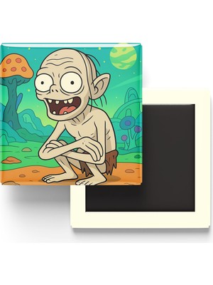 İberk Gollum - 9x9 cm Baskılı Kare Buzdolap Magneti (Rozetli)