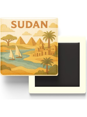 İberk Sudan - Sudan - Paper Cut Art - Baskılı Buzdolap Magneti Kare - 9x9 cm