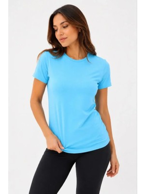 Gacha Basic Tişört Bisiklet Yaka Kısa Kol Günlük Yazlık Slim Fit T-Shirt - Turkuaz