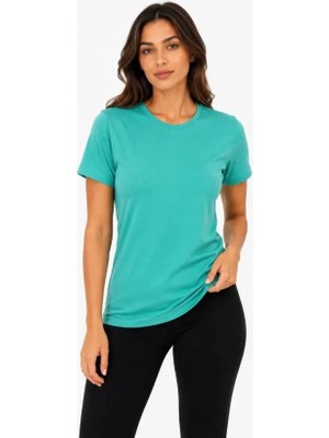 Basic Tişört Bisiklet Yaka Kısa Kol Günlük Yazlık Slim Fit T-Shirt - Su Yeşili