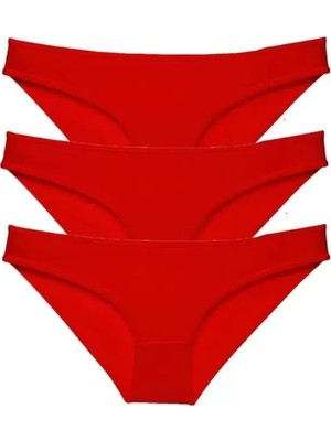 Çamaşır Kenti 3 Adet Süper Eko Set Likralı Kadın Slip Külot Kırmızı Mudanis