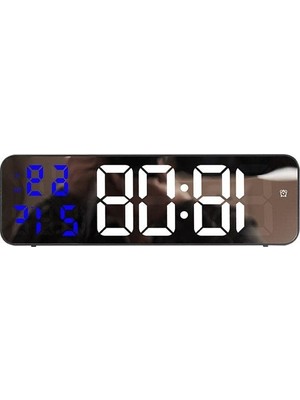 MarkEntegra Nem Ölçer Dereceli LED Duvar ve Masa Alarm Saati Lacivert