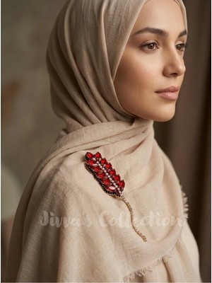 Jivva's Collection Kızıl Buğday Kristal Zarafet Broşu. Özel Tasarım