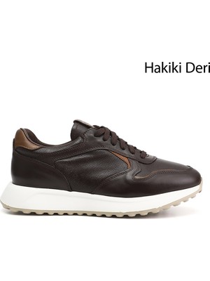 Gönderi(r) Erkek Kahverengi  Bağcıklı Hakiki Deri Sneaker