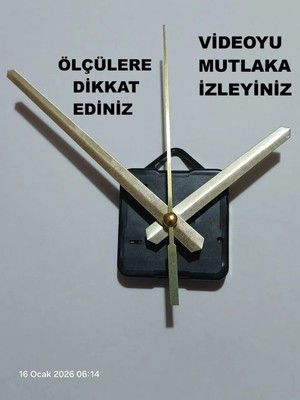 Cnr Shop Saat Mekanizması, 16 mm Şaft Boyu Duvar Saati Mekanizma Sessiz Çalışır Akrep-Yelkovan-Saniye-(Askılı)