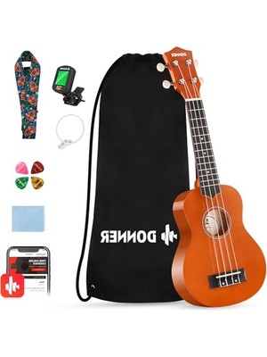 MarkEntegra Soprano Ukulele Başlangıç Kiti Ukulele 21 Inç Başlangıç Seti Yetişkin Ukelele Hawaii Gitar Uke Çevrimiçi Ders Tel Akort Aleti Pena Dus-10 Maun
