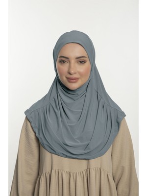 Loggia Pratik Hijab Sandy Şal - Hazır Türban Tesettür Eşarp Namazlık Namaz Örtüsü Gri