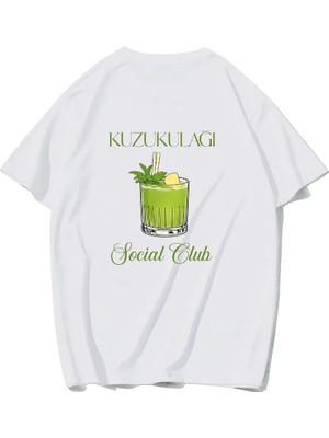 Brz Collection Unisex Oversize Kuzu Kulağı Kokteyl T-Shirt (Beyaz)