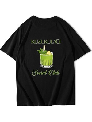 Brz Collection Unisex Oversize Kuzu Kulağı Kokteyl T-Shirt Siyah