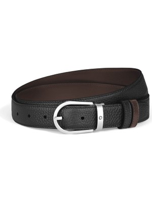 Montblanc Grain Deri At Nalı Tokalı 30 mm Çift Taraflı Kemer 222151