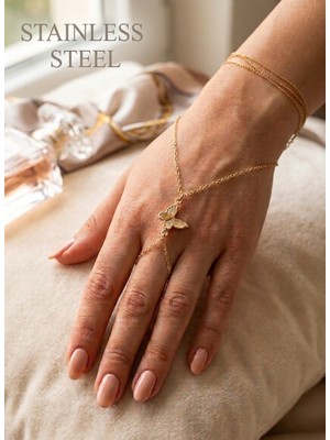 Stainless Steel 316L Gold Renk Kelebek Model Paslanmaz Çelik Şahmeran