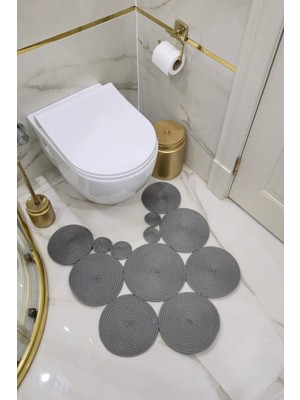 Kaan Home El Yapımı Bohem Jüt, Hasır, Paspas, Banyo Paspası, Klozet Önü Paspası, Klozet Paspas, Çift Taraflı