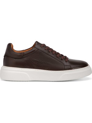 Tergan Kahverengi Hakiki Deri Erkek Sneaker - E4MEAY057782-A42