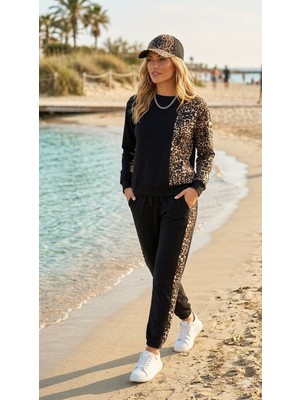 Moda Leopar Takım Siyah