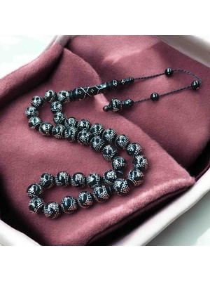 İnan Tesbih 10X10 mm Özel Işçilik Gümüş Işlemeli Küre Kesim Kuka Tesbih
