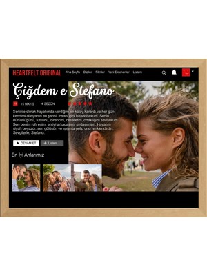 Anatolia Tasarım Kişiye Özel Sezonlu Dizi Arayüzü Çerçeveli Tablo -  Fotoğraflı Film Afişi Hediye  Netflix Temalı Yıldız Puanlı  - Kişiye Özel Devam Et Butonlu Dizi Temalı Sevgiliye Yıldönümü, Doğum Günü Hediyesi