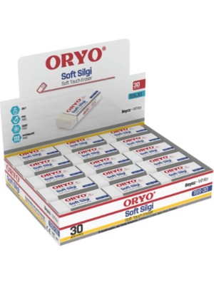 Oryo Düz Renk Silgi 30'lu Kutu
