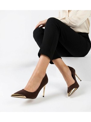Shoegar Aliskahverengi Saten Stiletto Ayakkabı