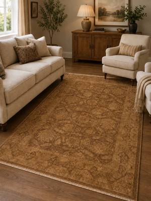 Eko Halı Shiraz Shr 01 Beige Vintage Eskitme Tarzı Yumuşak Dokulu Salon Halısı Oturma Odası Halısı