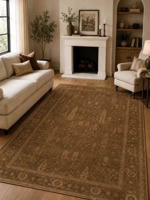 Eko Halı Shiraz Shr 03 Beige Vintage Eskitme Tarzı Yumuşak Dokulu Salon Halısı Oturma Odası Halısı