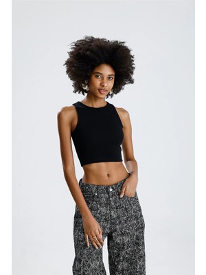 Rose Arya Siyah Crop Atlet