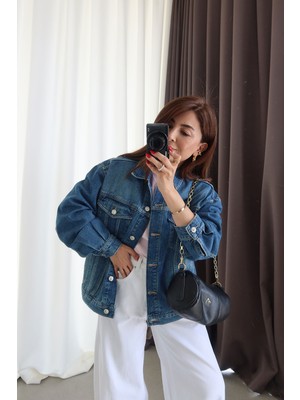 Özge Özgenç Çift Cepli Basic Denim Ceket