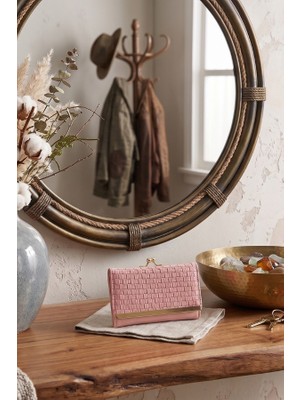 Zurafa Shop Pembe Renk Kadın Kartlık Cüzdan Fermuarlı Bozuk Para Bölmeli Mini Cüzdan