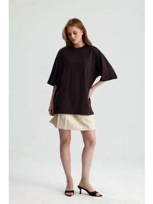 Rose Arya Kahve Oversize Kısa Kol Tshirt
