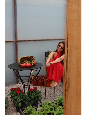 Özge Özgenç Sırtı Gipeli Bağlamalı Keten Bluz Pantolon Takım