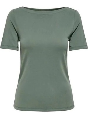 Only Kadın Kayık Yaka Yeşil T-Shirt - 15367559