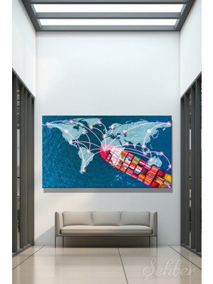 Şehber Panoramik Yatay Kanvas Tablo Tekli Lojistik Ihracat Ithalat Deniz Taşımacılığı Forwarder 1015