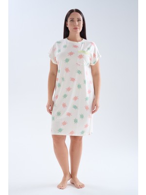 Hays Kadın Plus Size Pamuklu Cepli Kısa Kollu Gecelik