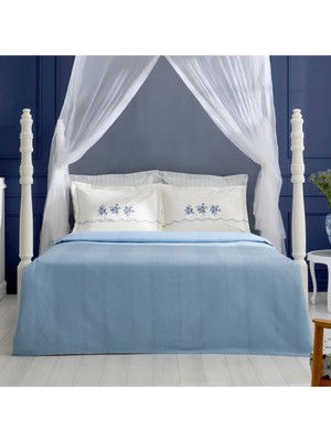 Karaca Home Virelle %100 Pamuk Nish Set Çift Kişilik Pike Takımı Mavi