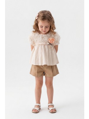 Joy Kids Kız Çocuk Keten Premium Takım (3-6yaş) (Bej)