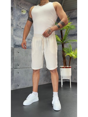 Peerless Store Pamuklu Bol Kalıp Keten Şort