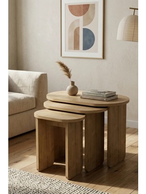 Monte Sehpa Monte Lotus 3'lü Zigon Sehpa Şık Dekor için Suntalam Malzeme ile 60 cm Derinlik 38 cm Genişlik