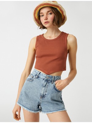 Koton Crop Atlet V Kesim Pamuklu