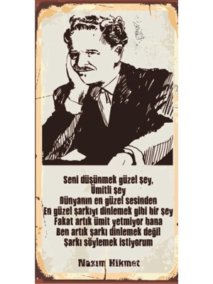 hediyeniburadabul Nazım Hikmet - Retro Ahşap Poster – Özel Koleksiyon – Hbb