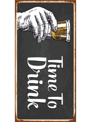 hediyeniburadabul Time To Drink - Retro Ahşap Poster – Özel Koleksiyon – Hbb