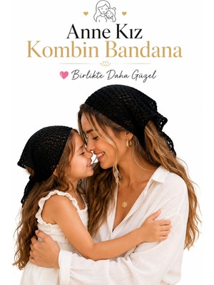 Anne Kız Kombin Bandana El Örgüsü Saç Bandı Bohem Stil Ayarlanabilir 2li Set
