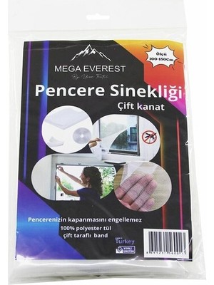 Timion Çift Kanat Tül Pencere Sineklik 100X150CM - 5mt Bant (5148)