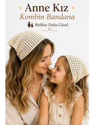 Anne Kız Kombin Bandana El Örgüsü Saç Bandı Bohem Stil Ayarlanabilir 2li Set